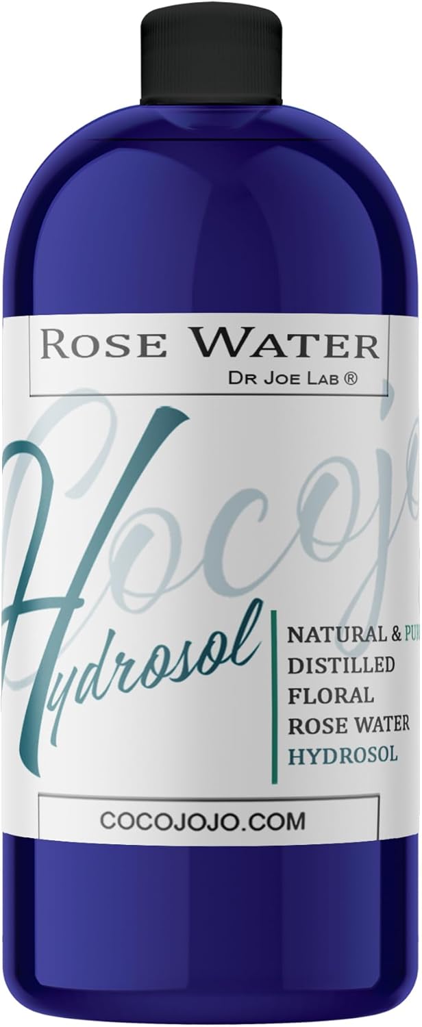 Rose Hydrosol Water Spray Toner 32 oz for Face Hydrating Mist Hydration Pure & Natural Rosewater Hydrosol All Skin Types Face Skin Pores Body Locs Cleansing Bulk Refill COCOJOJO - Packaging May Vary