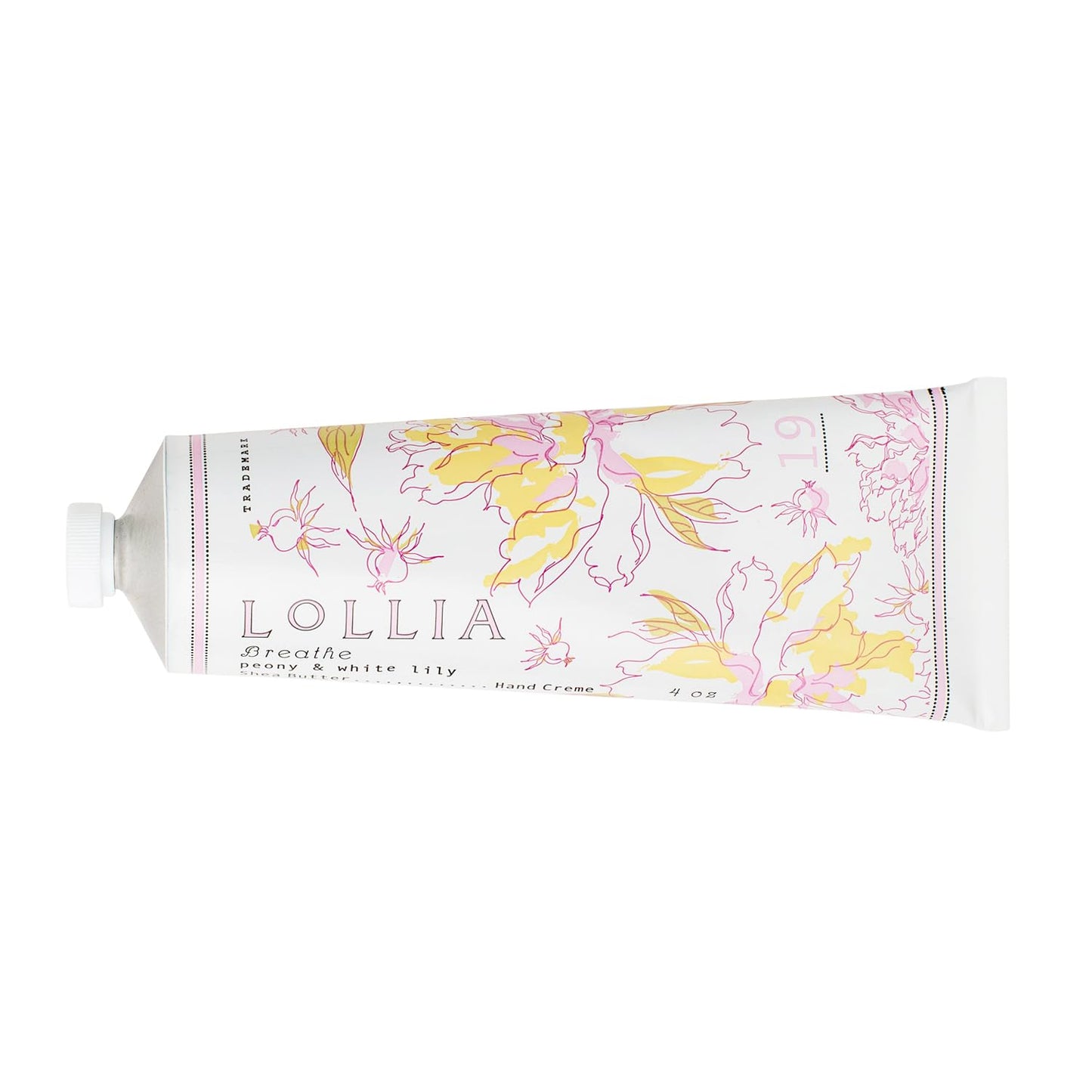 LOLLIA Breath Handcreme, 4 oz, Peony & White Lily Scented Hand Cream for Women, Moisturizing Lotion for Dry Hands, Quick Absorbing Shea Butter & Cocoa Butter, Luxury Purse Essentials
