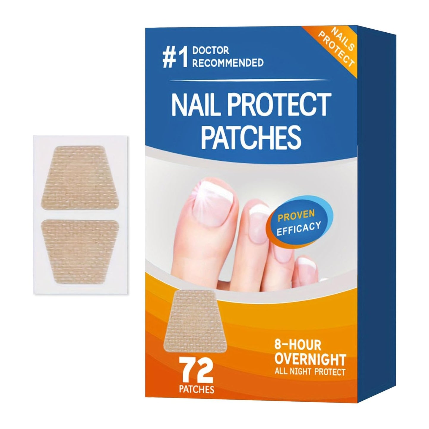 72PCS Nail Treatment Patches for Toenail and Fingernails, Nail Repair Patches Extra Strength 8-Hours Overnight Care and Repair for Damaged Nails for Men and Women