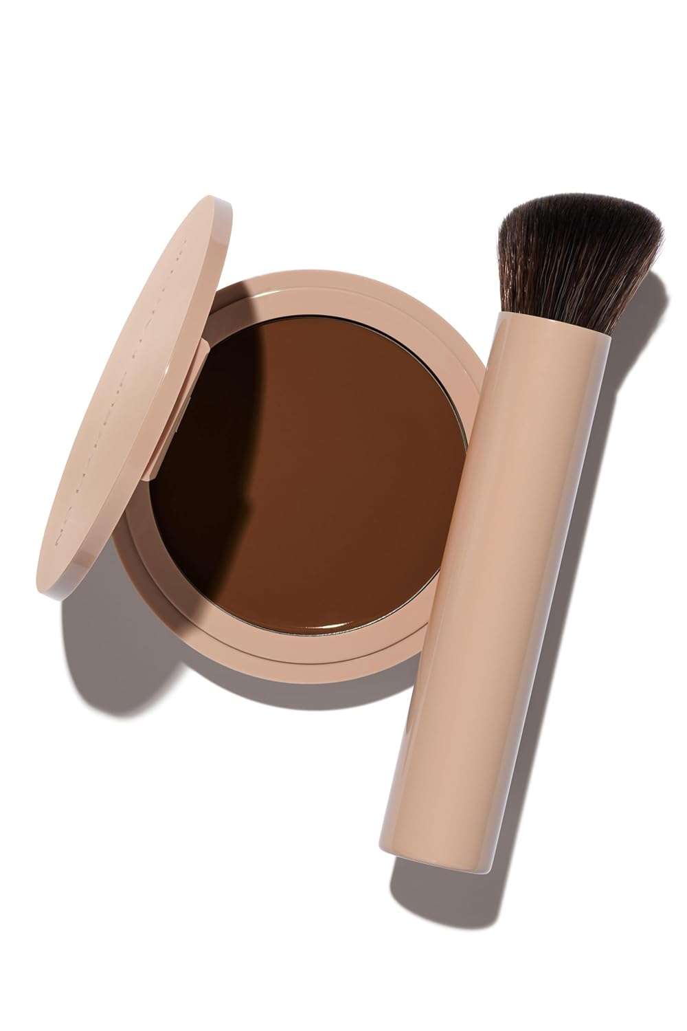 No Makeup Makeup Long-Lasting Lightweight Foundation & Brush Duo | Cruelty-Free, Fragrance-Free, Buildable, Transfer-Proof Liquid Makeup (Deep)