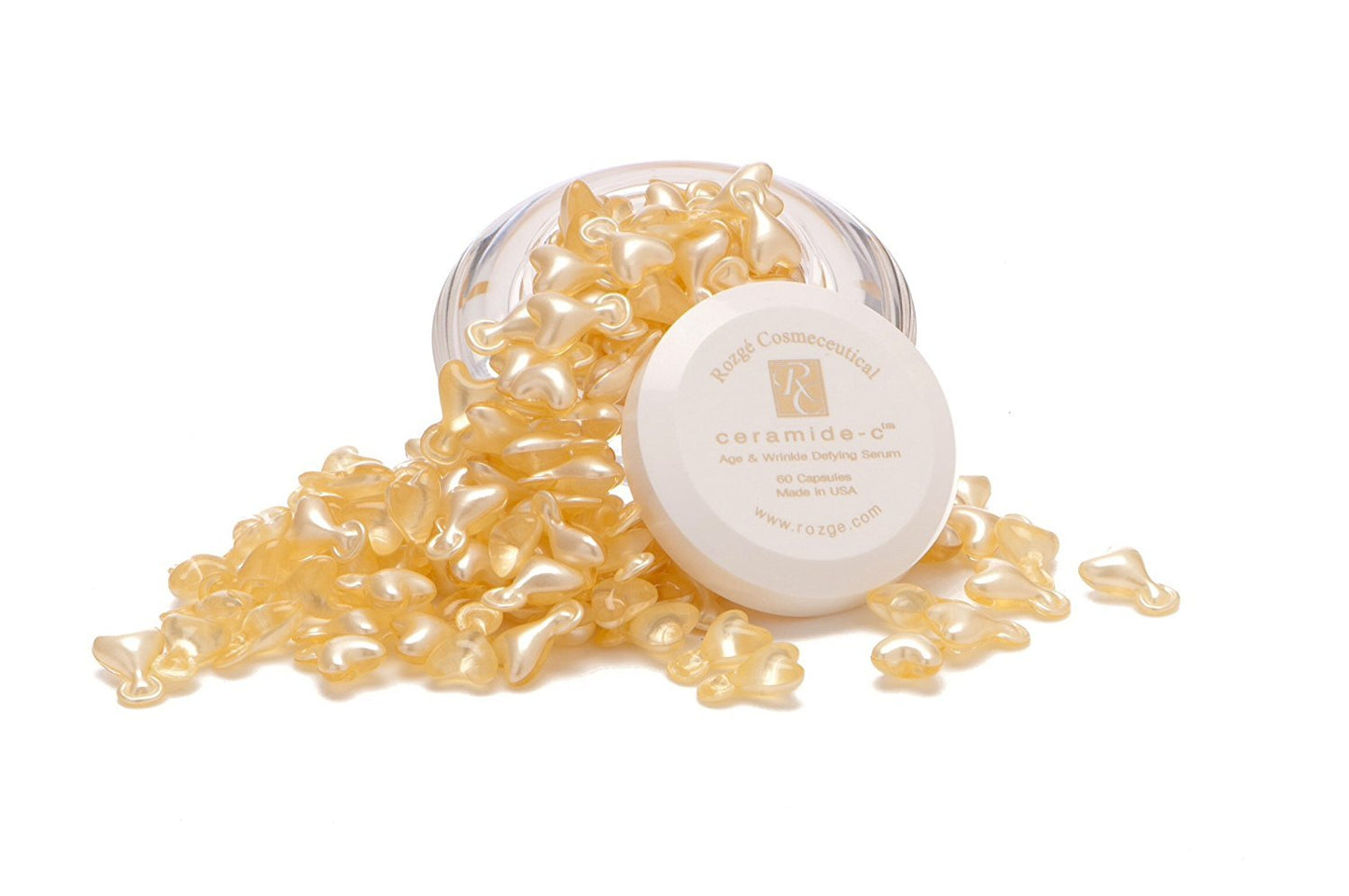 CERAMIDE C CAPSULES - Facial Wrinkle Reducer, Anti Aging Serum Capsules with Vitamin C and E by R0ZGE COSMECEUTICAL, 60 Capsules Age Defying with Antioxidant