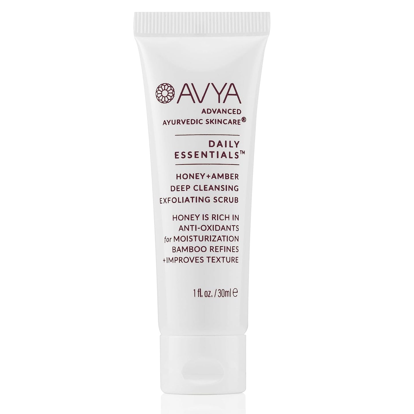 AVYA Honey + Amber Exfoliating Scrub (Travel Size - 1 fl oz) - Deep Cleansing with Honey's Antioxidant Power and Bamboo for Refined Texture and Intense Moisturization