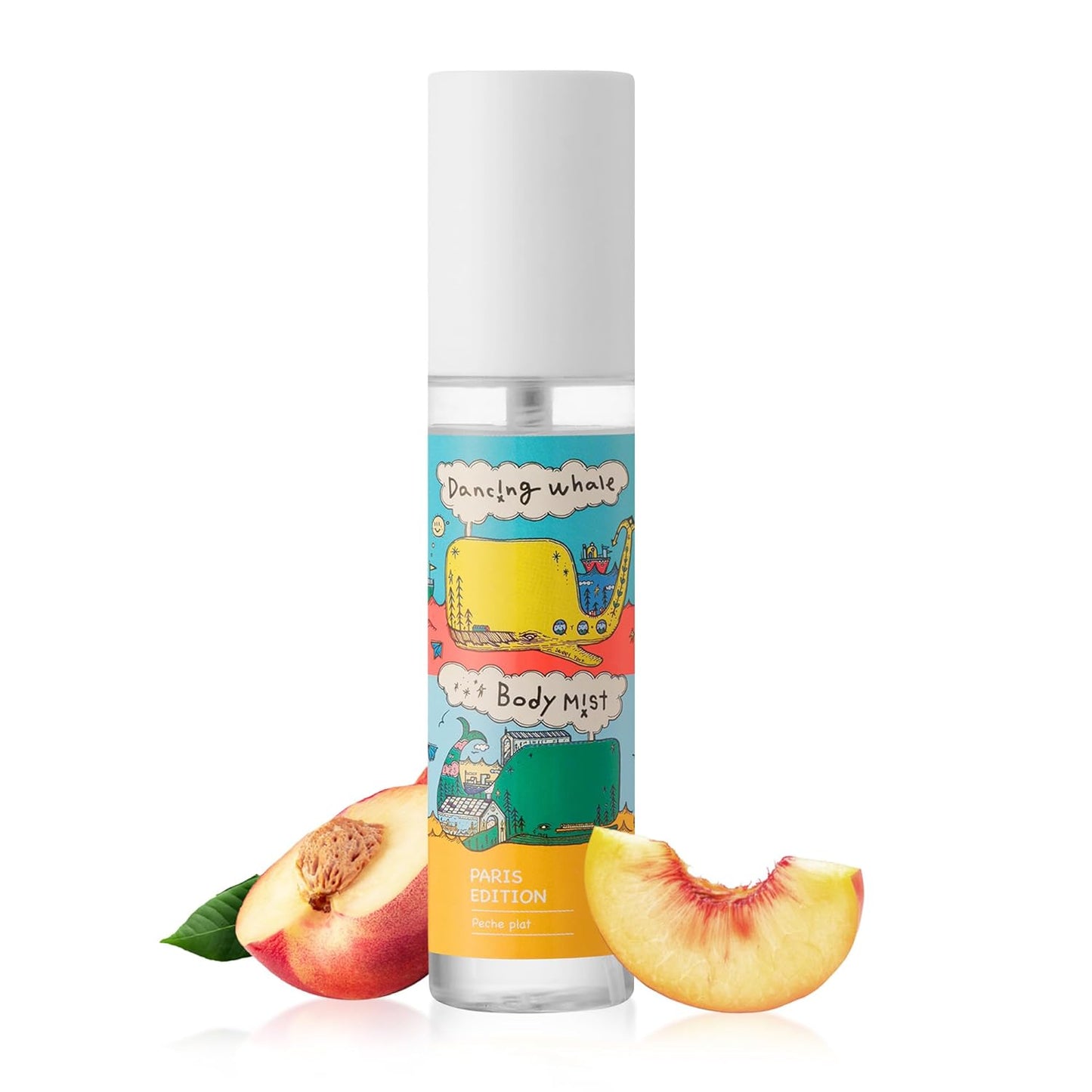 Body Mist Paris Edition 2.36 Fl/OZ, 70ml (Peche_plat), Hydrating Body Mist with Peach Scent 4in1 Multi-Use Spray K-Beauty Body Care