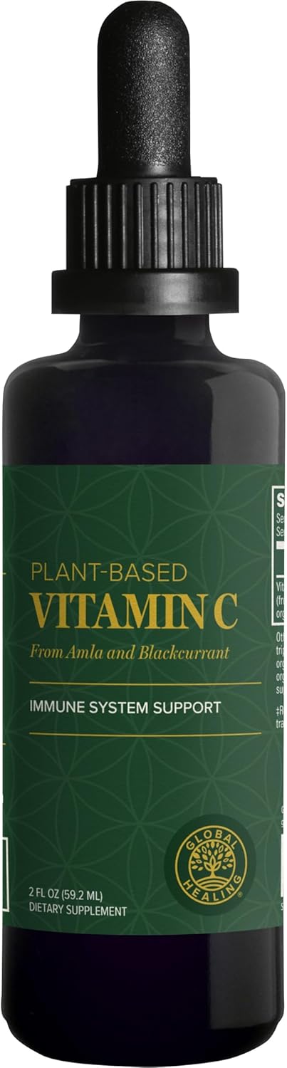 Global Healing Center USDA Organic Vitamin C Supplement Drops 180mg, Liquid Vitamin C Plant-Based Antioxidant Supplement, Supports Immune System - Vitamina C - Natural Energy for Men and Women (2 Oz)