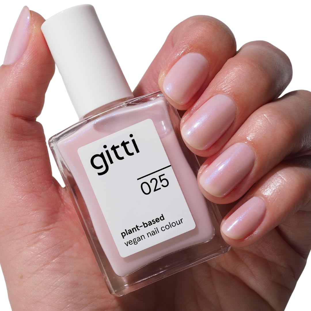 gitti Plant-based Nail Polish I Non-Toxic, 30-Free, Based On Natural Origin Ingredients, Cruelty-Free, Vegan, High Performance Colors, Glossy Finish, Shade no. 025 Blushing Pink (0.5 fl oz)