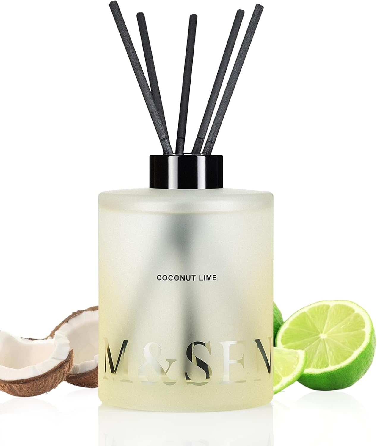M&SENSE Coconut Lime Reed Diffuser Set - 16.9 fl oz Long-Lasting Scent, Large Natural Oil Diffuser with Sticks, Non-Toxic Aromatherapy Diffuser Gift for Home, Spa & Bedroom