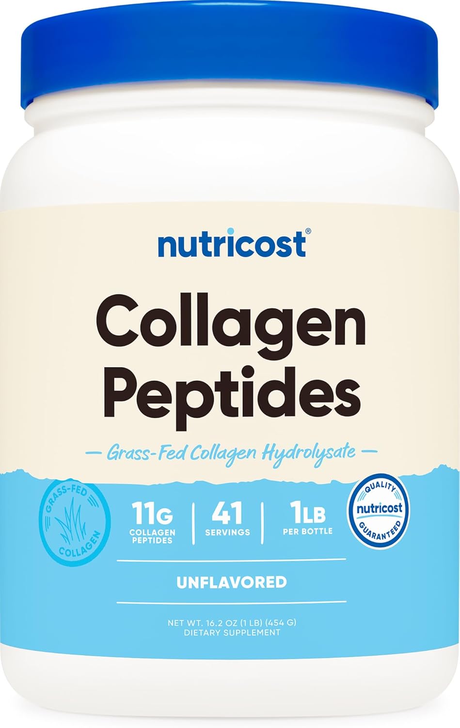 Nutricost Collagen Peptides Powder 1LB (454 G) - Grass Fed Bovine Collagen Hydrolysate (Unflavored)