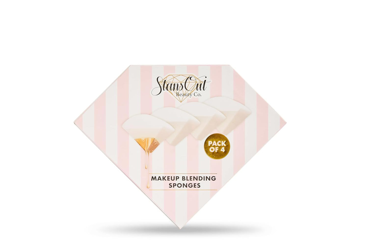 StansOut Beauty Sponge 4-Pack – Streak-Free, Airbrushed Finish | Reusable, Quick-Drying, Latex-Free | Multi-Angle Blending Sponge for Cream, Liquid & Powder | Pro Makeup Applicator