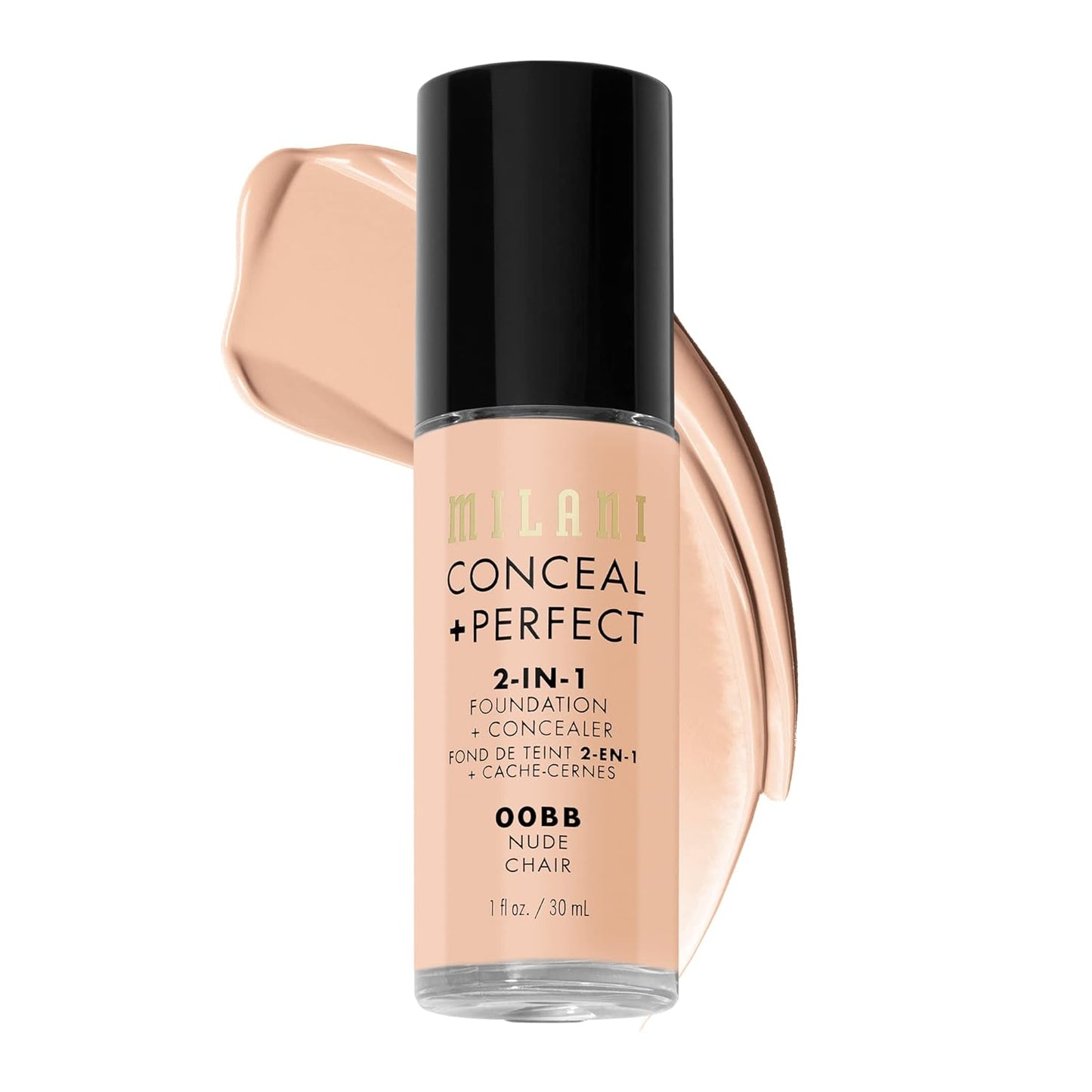 Milani Conceal + Perfect 2-in-1 Foundation + Concealer for a Flawless Complexion, Under Eye Corrector, Cover Redness and Imperfections, Waterproof and Sweatproof - Nude