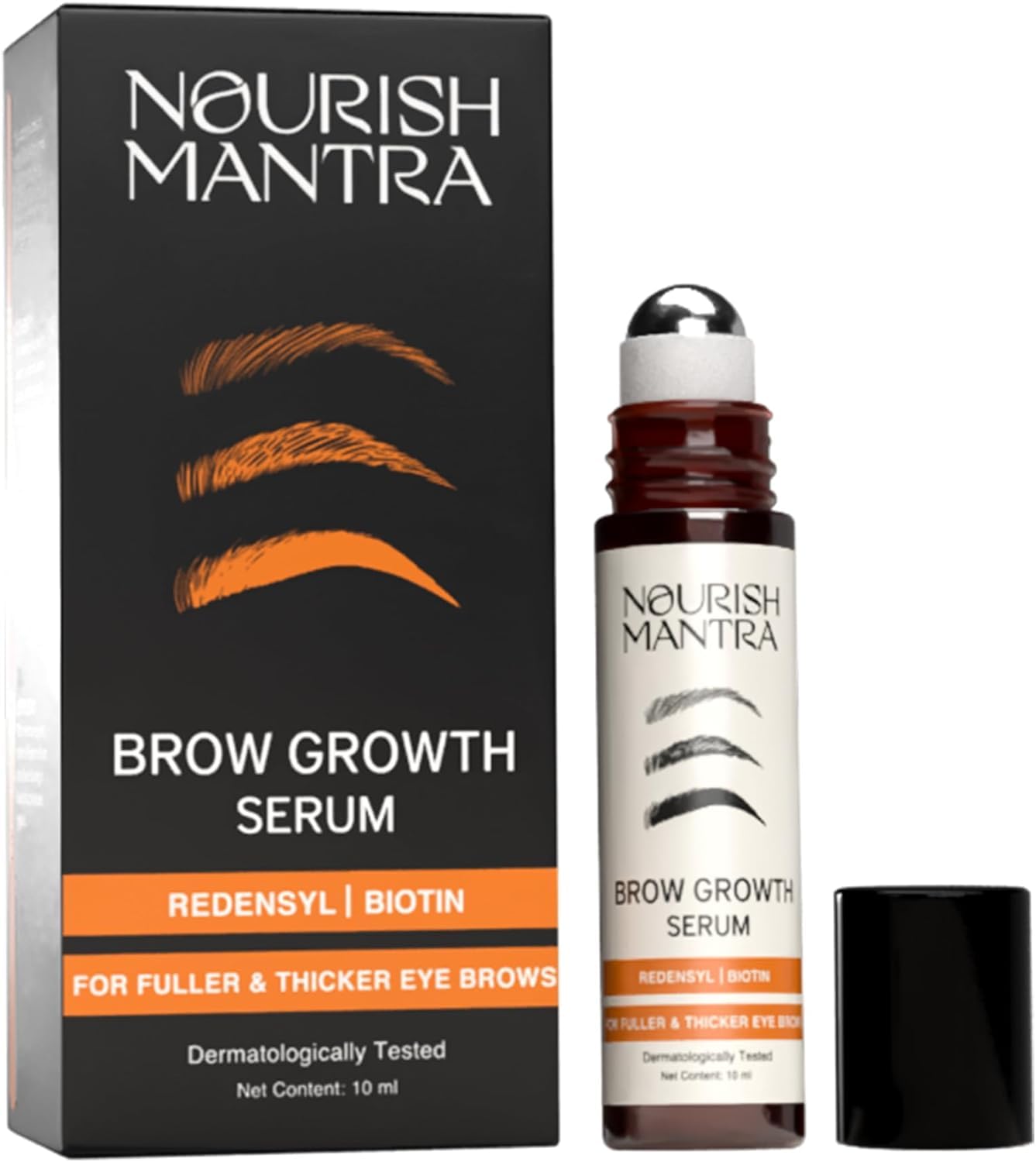 Nourish Mantra Eyebrow Growth Serum, Boost Regrowth for Longer, Thicker, Fuller-Looking Brows, Effective Enhancing Formula with Redensyl,Biotin & Peptides 10 ml