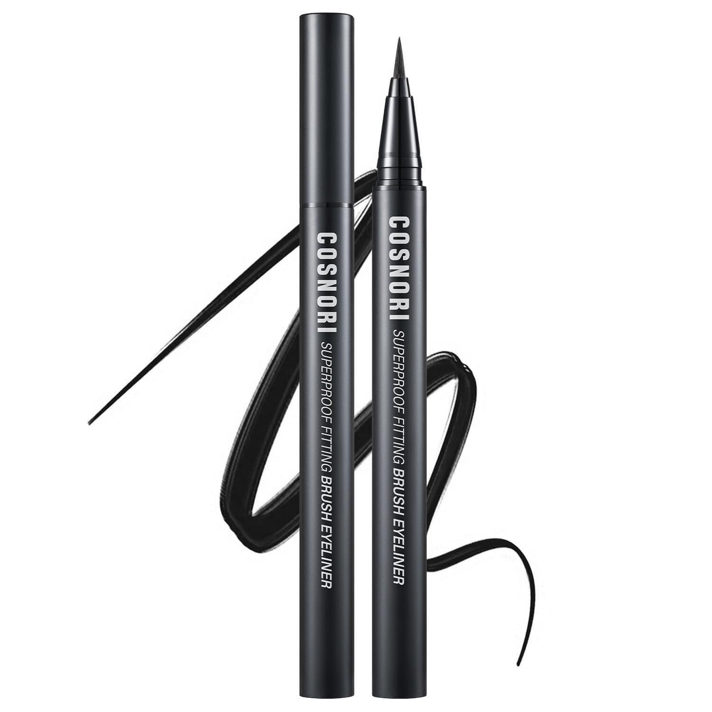 COSNORI Superproof Brush Eyeliner 01 Black - 24h Pen Eyeliner – Super Slim Lasting Liquid Eye Liner - Smudge, Budge Resistant Wear – Allergen Free 0.02 fl.oz.