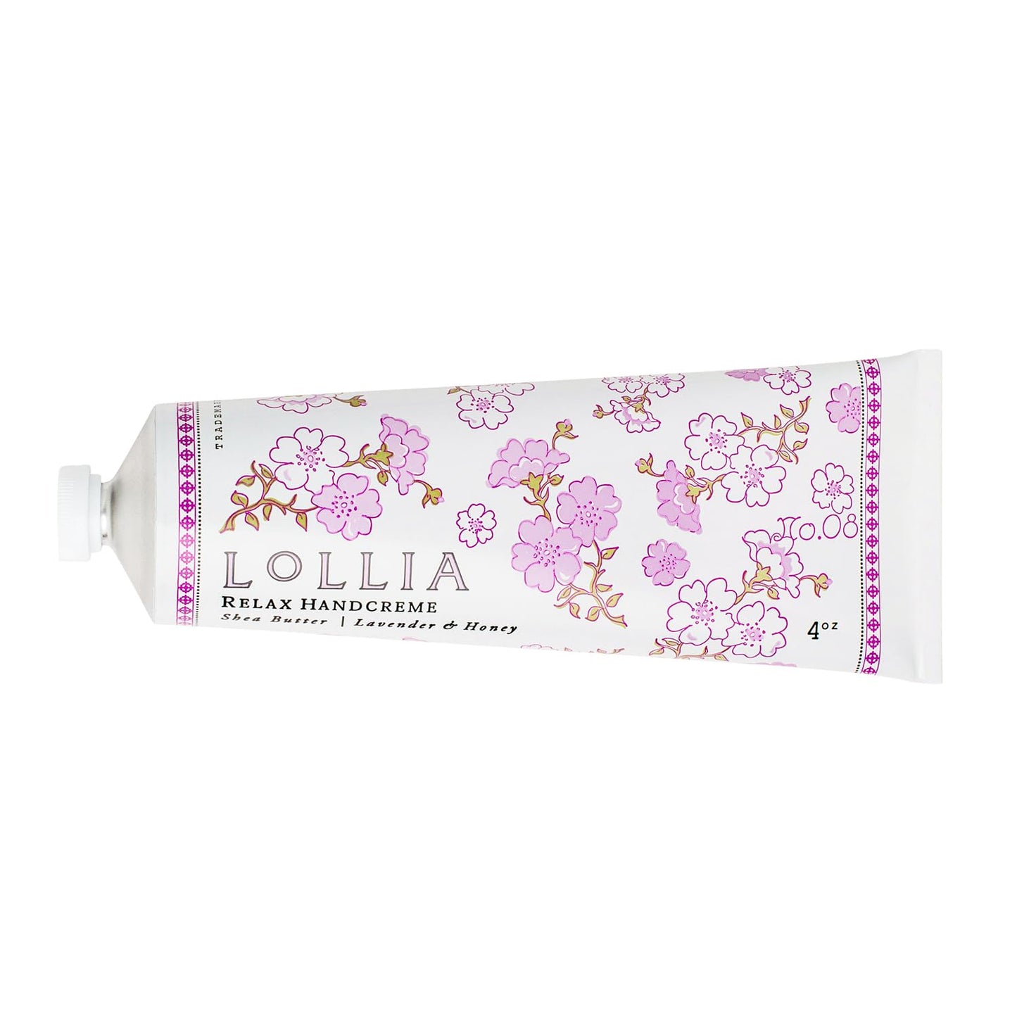 LOLLIA Relax Handcreme, 4 oz, Sugar Cane, Vanilla Bean, & Jasmine, Scented Hand Cream for Women, Moisturizing Lotion for Dry Hands, Quick Absorbing Shea Butter & Cocoa Butter, Luxury Purse Essentials