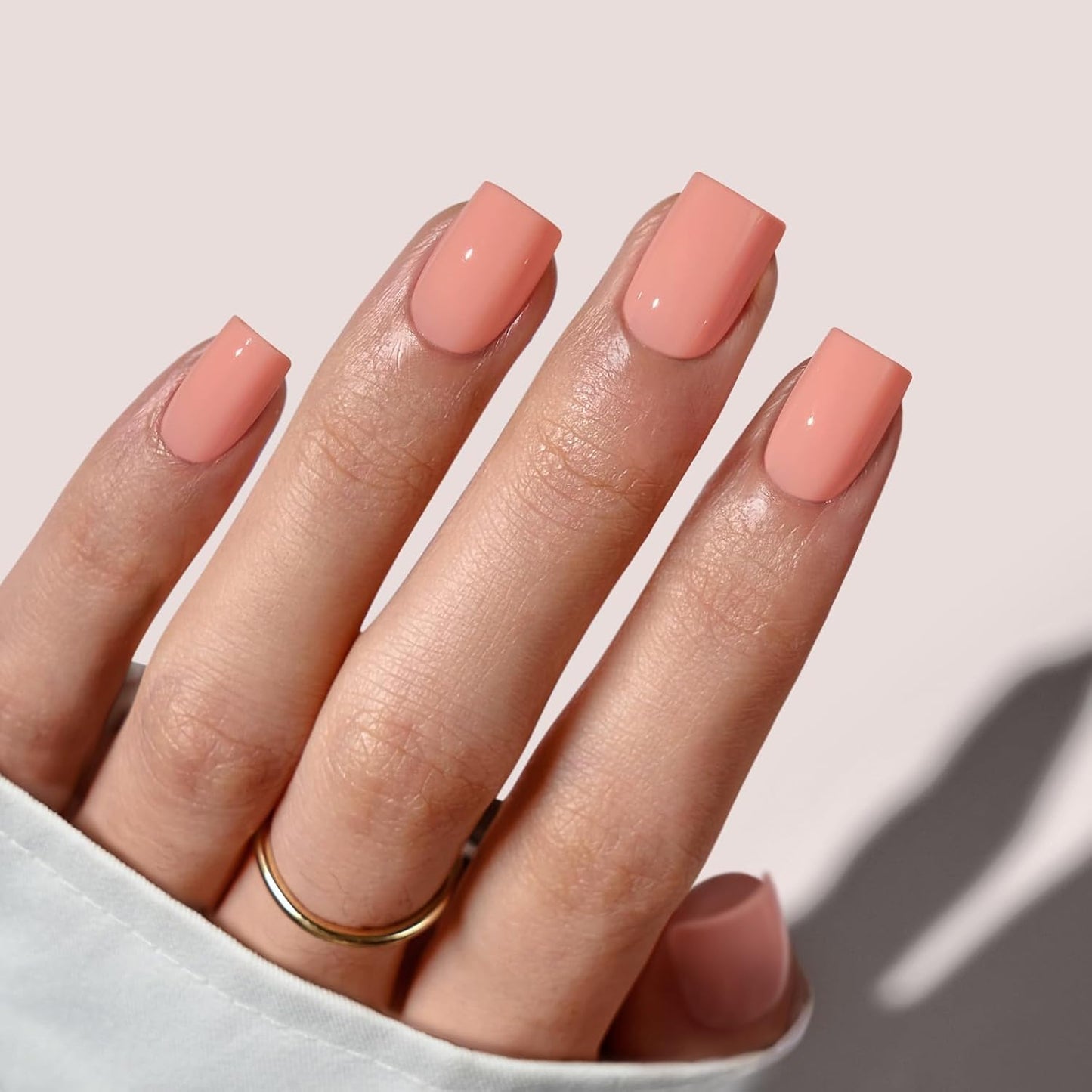 BTArtbox Press On Nails Square - Peach Orange Short Summer Press On Nails with Glue for Women, Opaque Soft Gel Glue On Nails in 16 Sizes - 32 Stick On Nails Kit, Sunset Skip