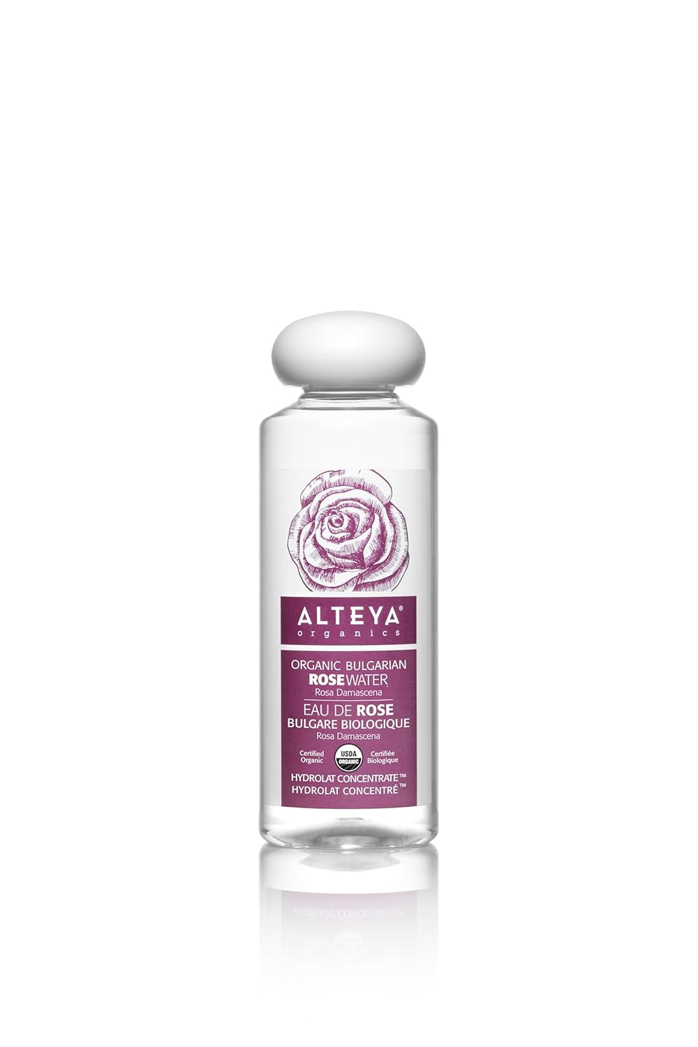 Alteya Organics Rose Water USDA Certified Organic Facial Toner, 8.5 Fl Oz/250mL Pure Bulgarian Rosa Damascena Flower Water, Award-Winning Moisturizer BPA-Free Bottle with Reducer