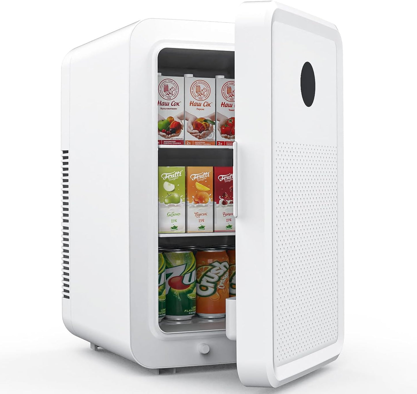 22L/30Cans Mini Fridge for Bedroom, 12v DC Portable Cooler & Warmer, Mini Refrigerator with Glass Front, for Car Office Desk & Dorm Room Food Beverage Skincare Makeup (22L, Milky White)