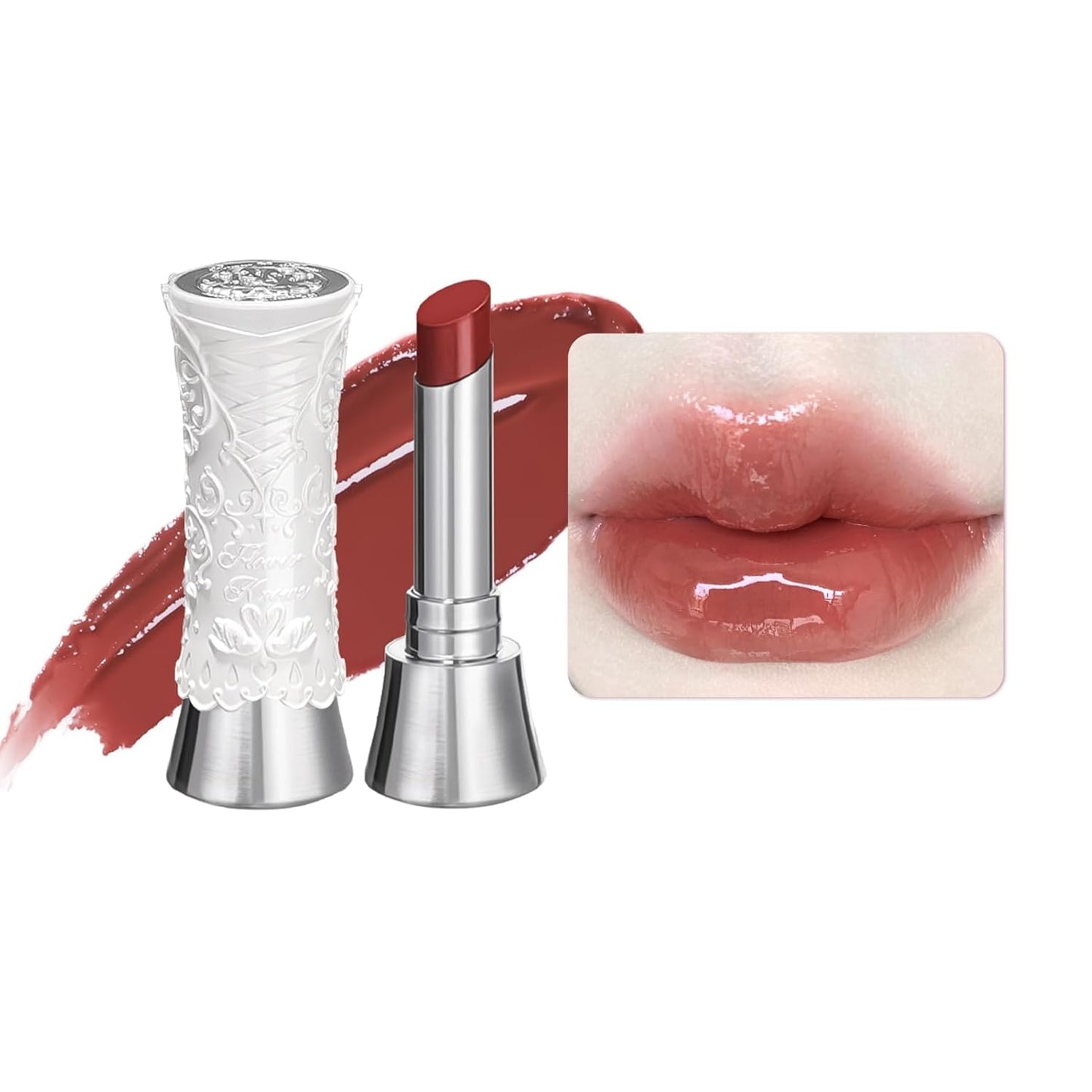 Flower Knows Swan Ballet Shine Lipstick,Hydrating Solid Lip Gloss,Moisturizing Red Tinted Lip Balm-Long Lasting Lip Gloss in Balm for Girls&Women,Vegan & Cruelty-Free(B09 Midsummer Night)