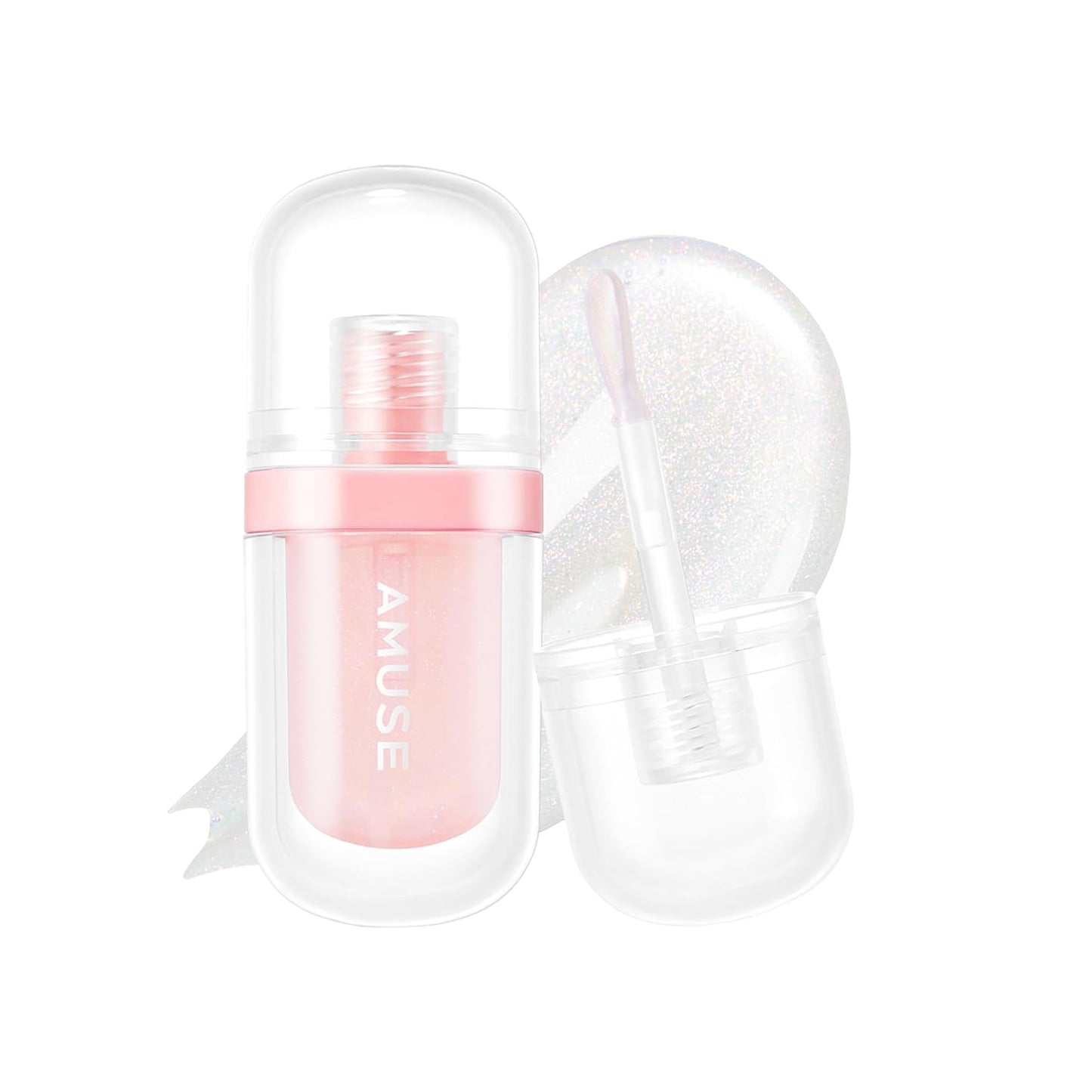 Amuse SEOUL Lip Fuller | Pink Diamond Lip Plumper, Gold Glitter, Lip Gloss, Glossy Melting Lip, Moisturizing, Shine, Korean Make-up, Glass Texture, Vegan