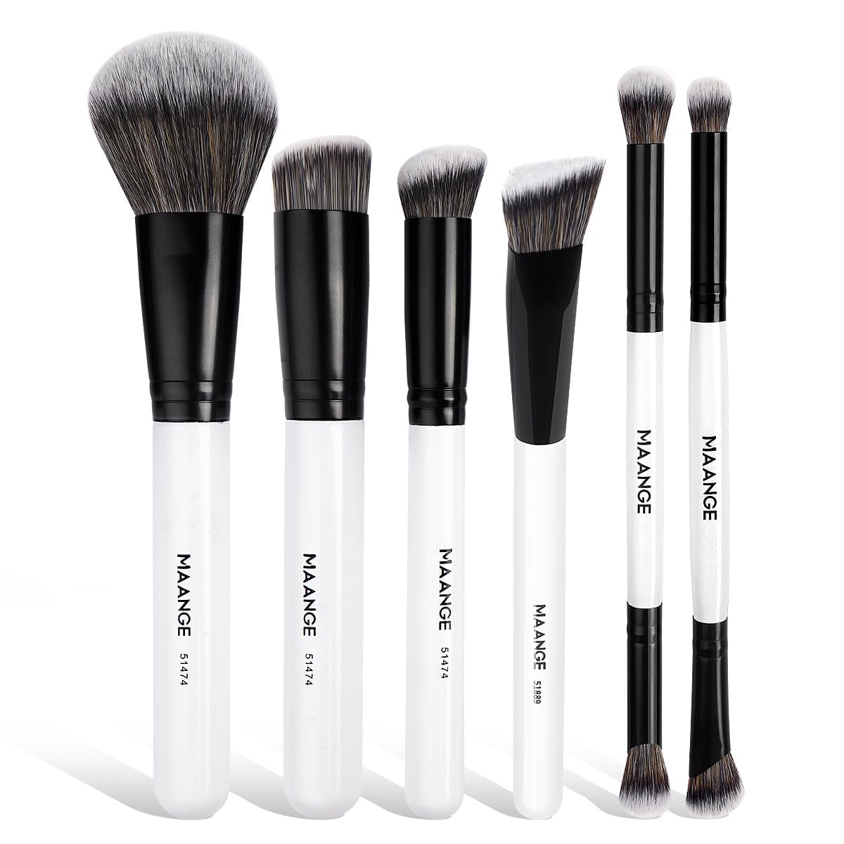 MAANGE 6 PCS Foundation Contour Conceal Brush Set, Makeup Brushes, Eyeshadow Concealer Brushes, Double Sided Blending Eyebrow Brush Professional Face brush Set Tools, For Liquid, Cream, Loose Powder