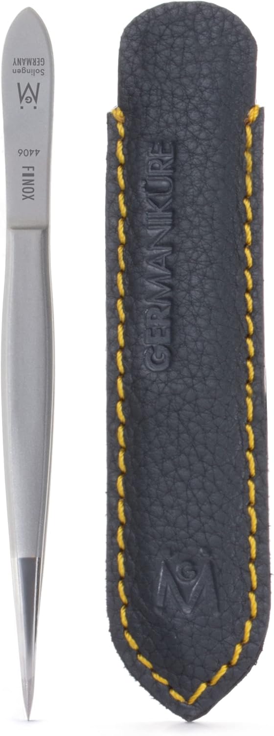 GERMANIKURE Pointed Tweezers in Leather Case - Made in Solingen Germany