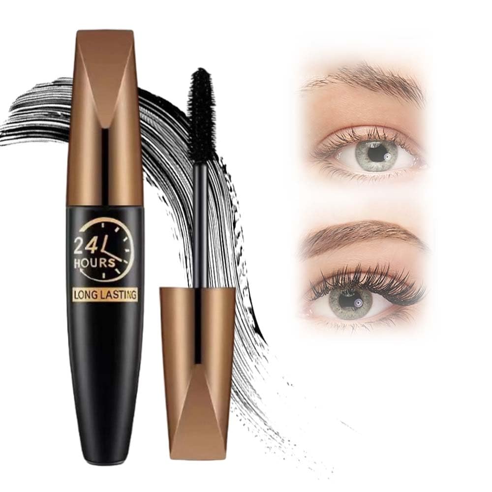 4D Waterproof Silk Fiber Mascara – Long-Lasting, Lengthening & Volumizing, Waterproof & Smudge-Proof, Full, Thick, Exquisitely Defined Lashes All Day (1PC)