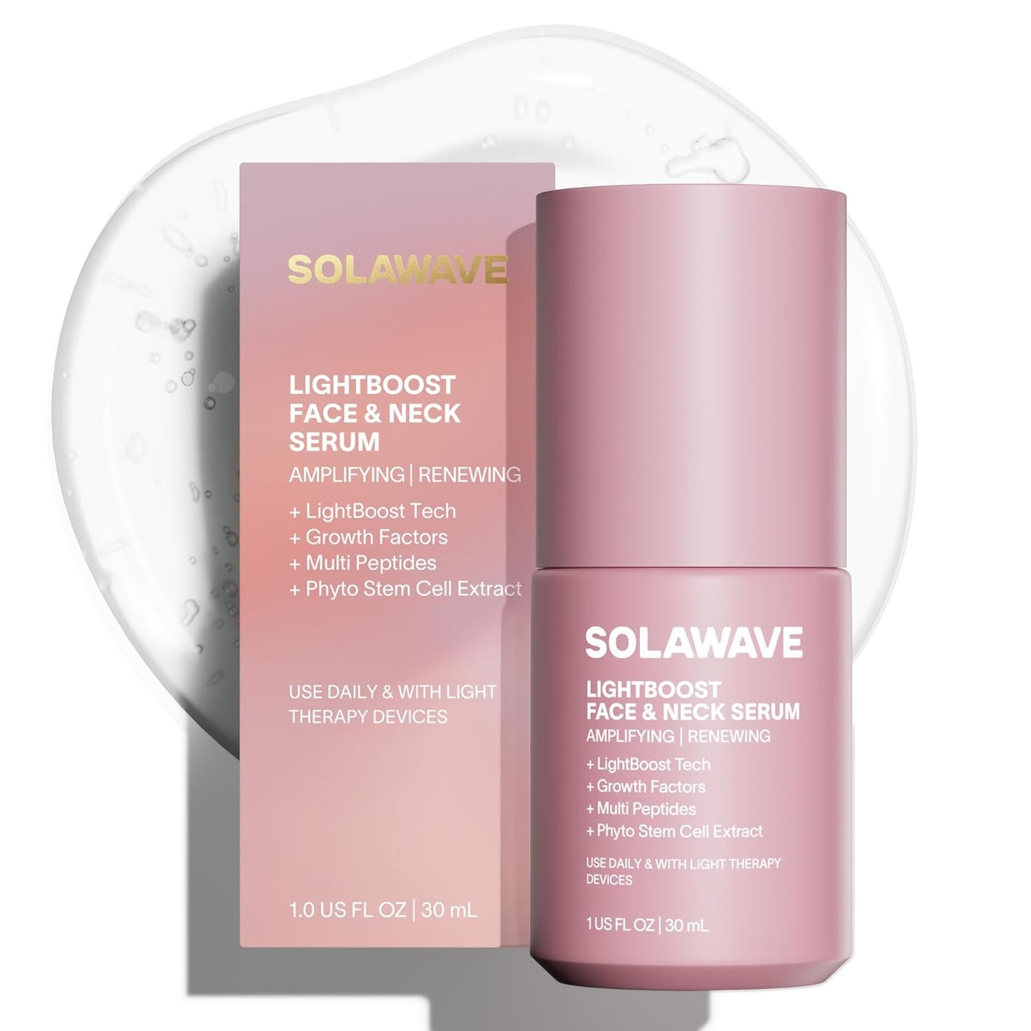 Solawave LightBoost Red Light Therapy Serum for Face & Neck | Enhances Beauty Wand & Microcurrent Devices | Boosts Collagen & Hydration for Radiant Skin, Reduces Appearance of Wrinkles & Fine Lines
