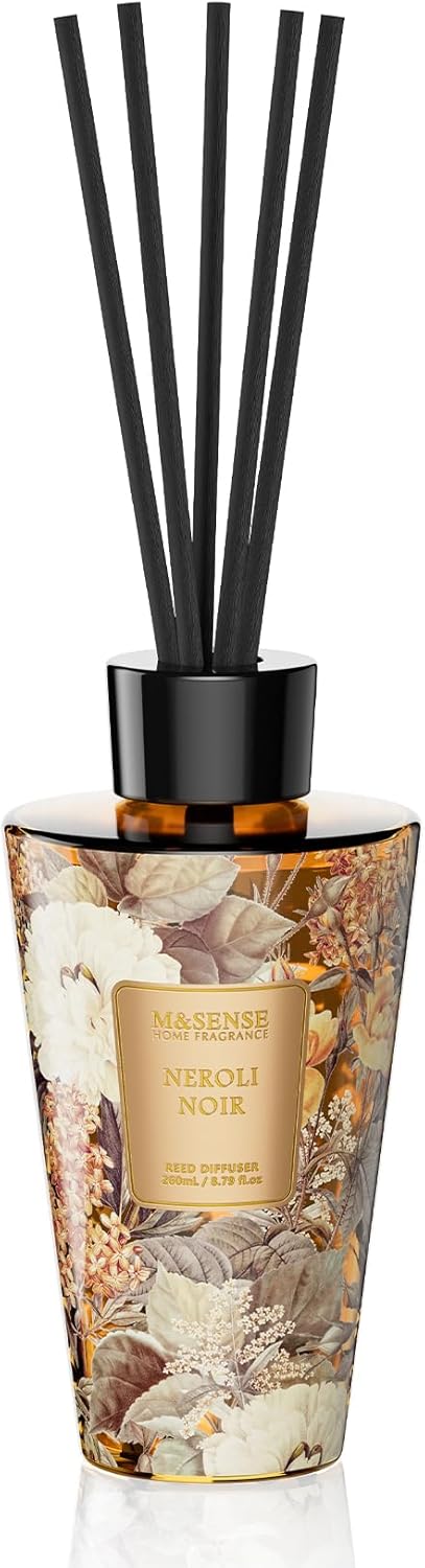 M&SENSE Neroli Noir Reed Diffuser Set - 8.79fl oz Home Freshner Fragrance Non-Toxic Essential Oil Diffuser with Natural Sticks, Air Freshner Gifts for Bedroom Bathroom