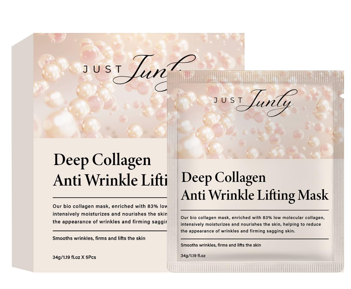 Bio-Collagen Face Mask Sheets, 5-Pack Hydrating, Moisturizing & Brightening Skincare for Glowing Skin, Anti-Aging Sheet Masks for All Skin Types, Deep Nourishing Facial Treatment