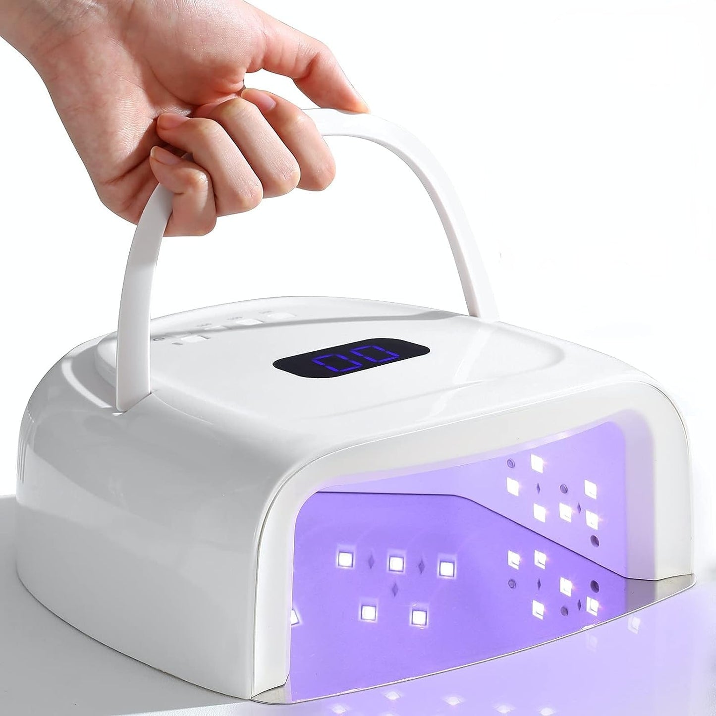 60W Rechargeable UV LED Nail Lamp, Faster Wireless Nail Dryer Gel Polish Light 42 Beads & Portable Handle, Professional Curing Lamp For Fingernail and Toenail, Auto Sensor & Quick Dry Nail Machine