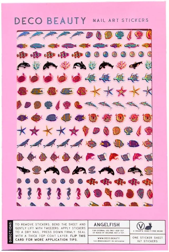 Deco Beauty Angelfish Nail Stickers - Lightweight & Easy-to-Apply Nail Art with Trendy Designs - Durable & Long-Lasting Nail Stickers for Women, Ideal for DIY Manicures & Salon-Quality Nails