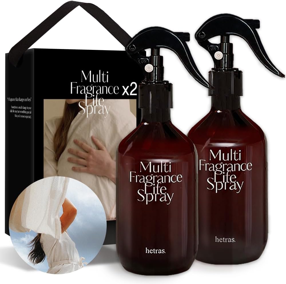 hetras Multi Fragrance Life Spray 10.14 fl oz x 2 Pack | Pure Laundry - Fresh & Warm Scent | Non-Aerosol Odor Freshener Room Mist for Room, Closet, Fabric | Infused with Essential Oils