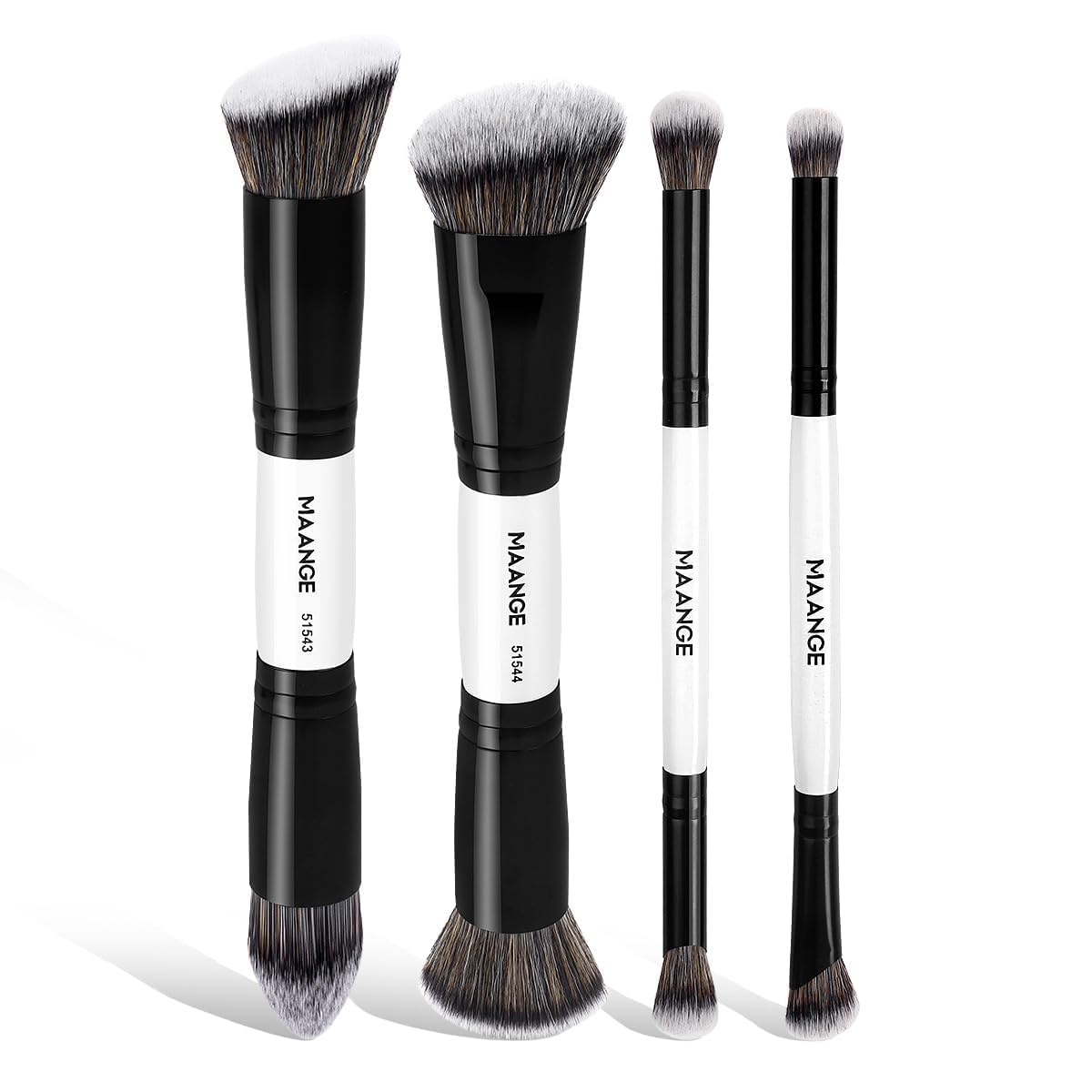 MAANGE 4 PCS Foundation Contour Conceal Brush Set, Makeup Brushes, Eyeshadow Concealer Brush, Double Sided Foundation Contour Blush Highlight Blending Eyebrow Brush For Liquid, Cream, Loose Powder