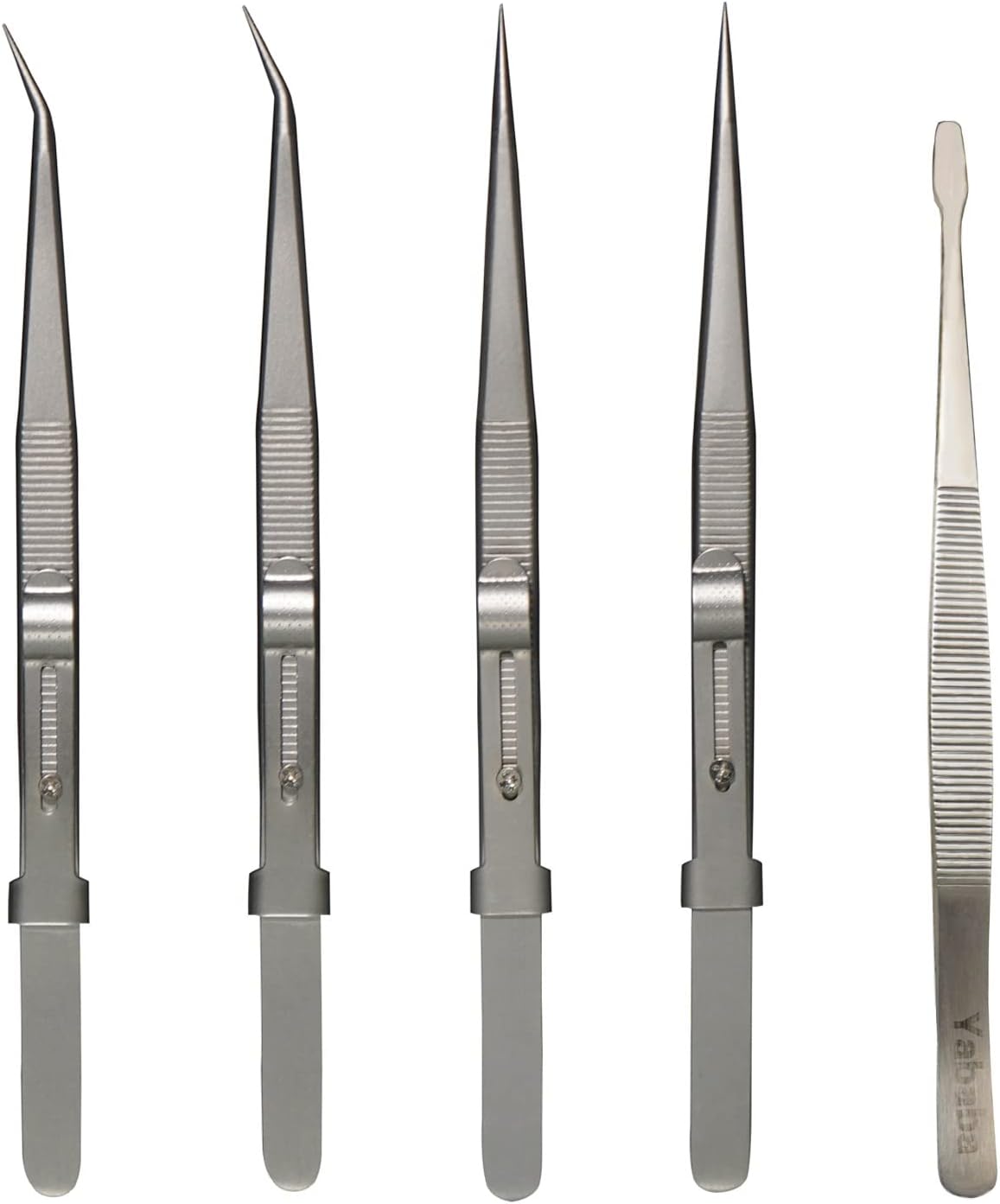 Tweezers, 5Pcs Precision Tweezers Set - Anti - Static Stainless Steel Tweezers for Electronics, Jewelry Making, Medical and Laboratory Work, Craft, Model Building, Soldering, Watch, Car Repair, Etc