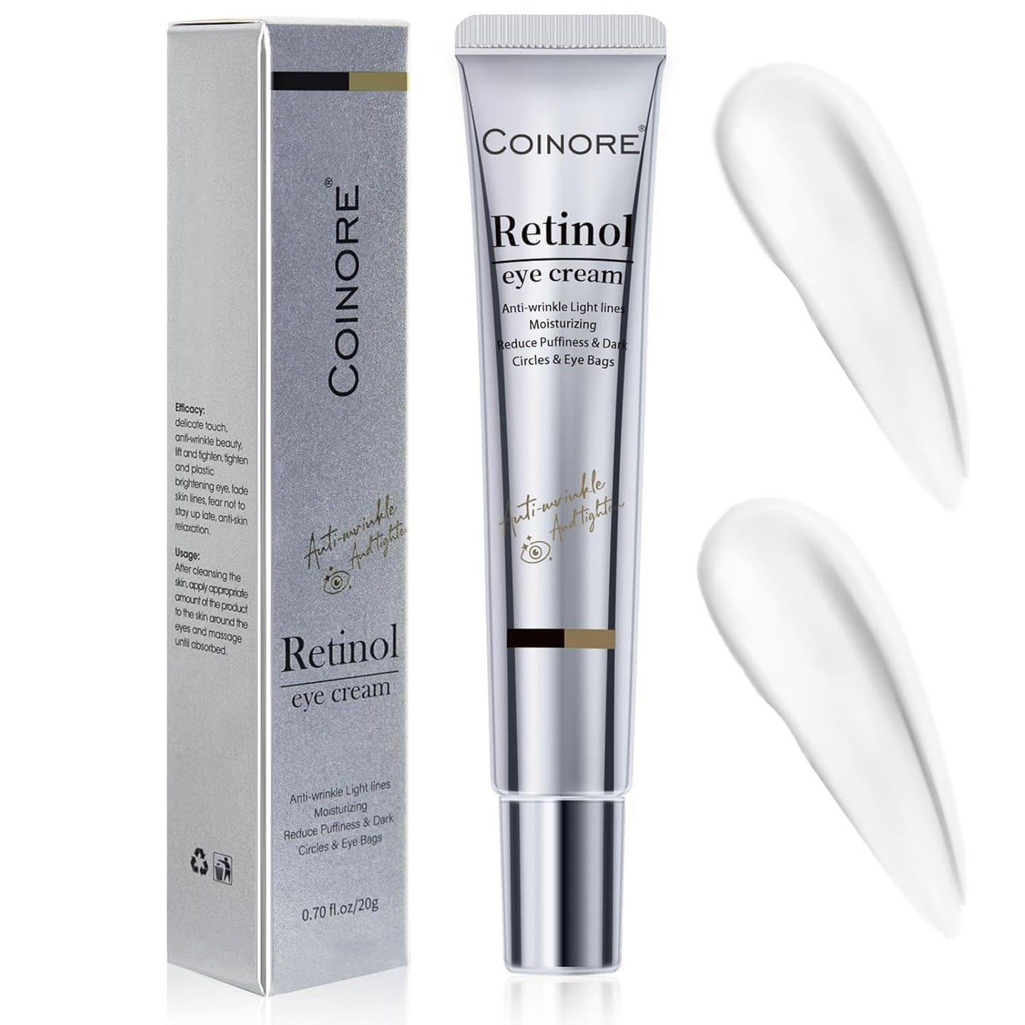 Retinol Under Eye Cream - Cream for Men & Women, Dark Circles, Puffiness & Wrinkles, Anti-Aging Eye Cream for Fine Lines, 0.7 Fl Oz