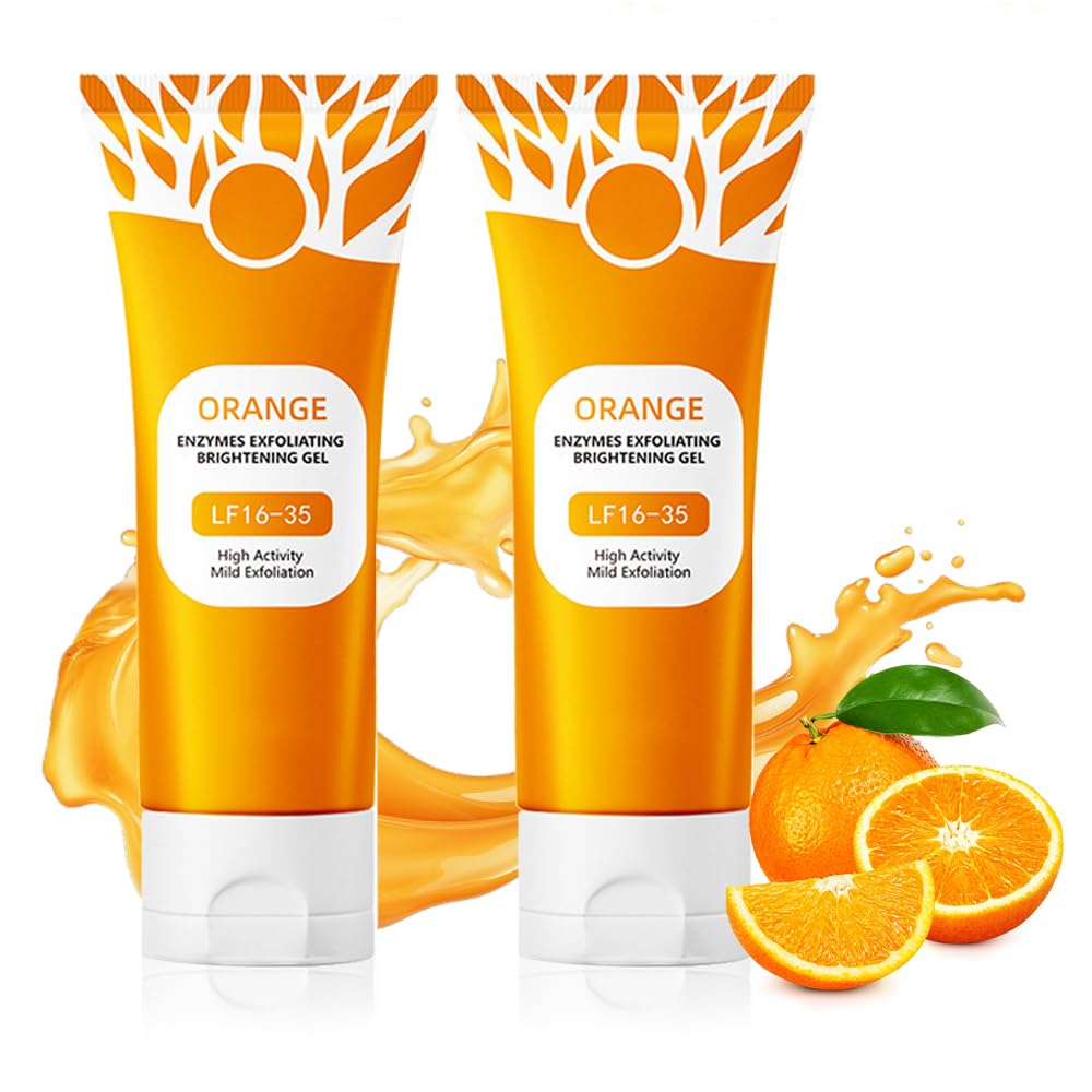 Orange Exfoliating Gel for Face and Body, 2026 Upgraded Deep Pore Orange Peeling Scrub, Cleaning Pores, Remove Blackheads Moisturize Cleansing, Facial Exfoliating Gel for All Skin (2PC, 3.52 Fl Oz)