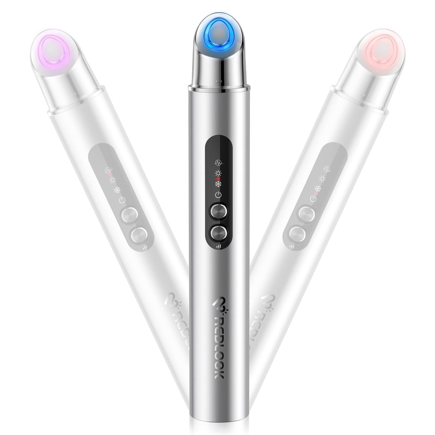 REDLOOK Depuffing Wand - Multi-Mode Cold & Heat Eye with Massager,At Home Face Roller Tool, Beauty Wand for Puffiness Reduction, Dark Circles, and Let The Skin Be Full of Radiance - Silver