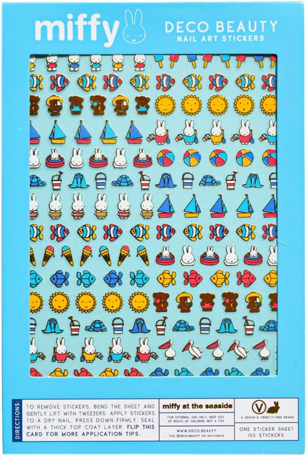 Deco Beauty Miffy at the Seaside Nail Stickers - Lightweight & Easy-to-Apply Nail Art with Trendy Design - Durable & Long-Lasting Nail Stickers for Women, Ideal for DIY Manicures & Salon-Quality Nails
