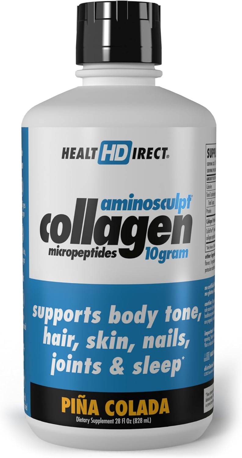 HEALTH DIRECT – AminoSculpt Liquid Collagen Micropeptides – 28 FL Oz – 28 Servings – 10 Grams of Premium Medical-Grade Liquid Collagen for Women – Piña Colada