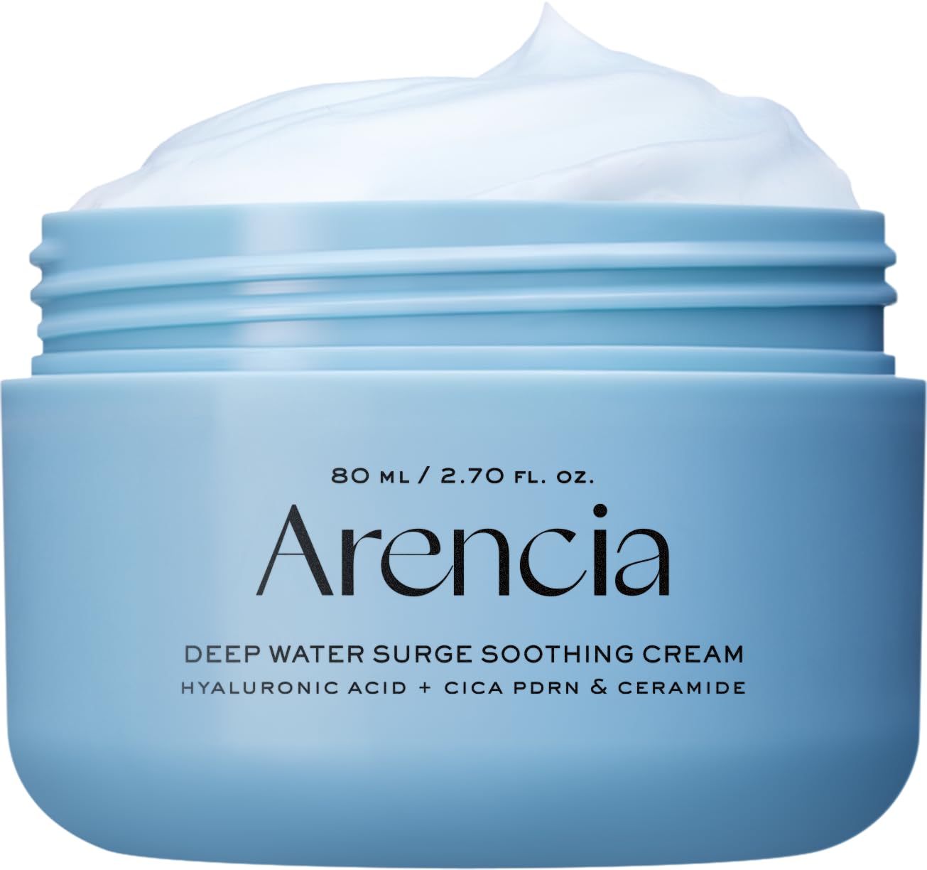 ARENCIA Deep Water Surge Soothing Cream, 2.70 fl oz, with Hyaluronic Acid, Cica PDRN and Ceramide