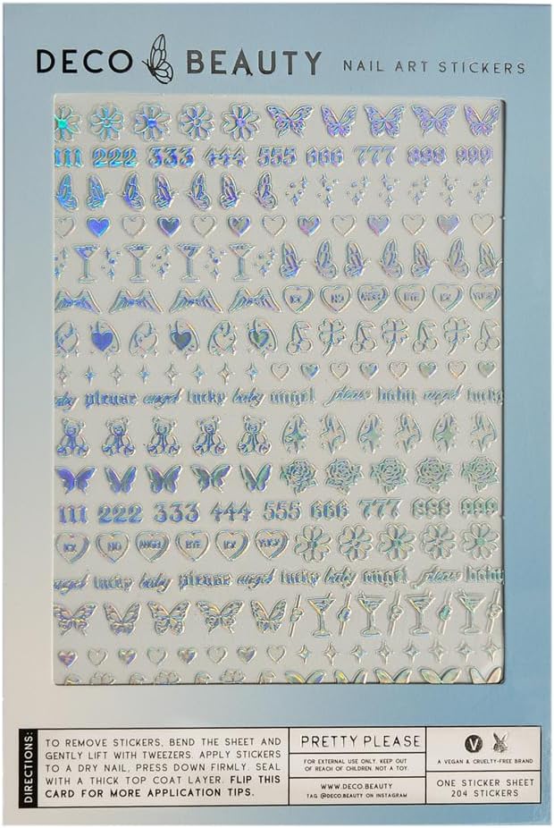 Deco Beauty Pretty Please Nail Stickers - Lightweight & Easy-to-Apply Nail Art with Cute & Trendy Design - Durable & Long-Lasting Nail Stickers for Women, Ideal for DIY Manicures