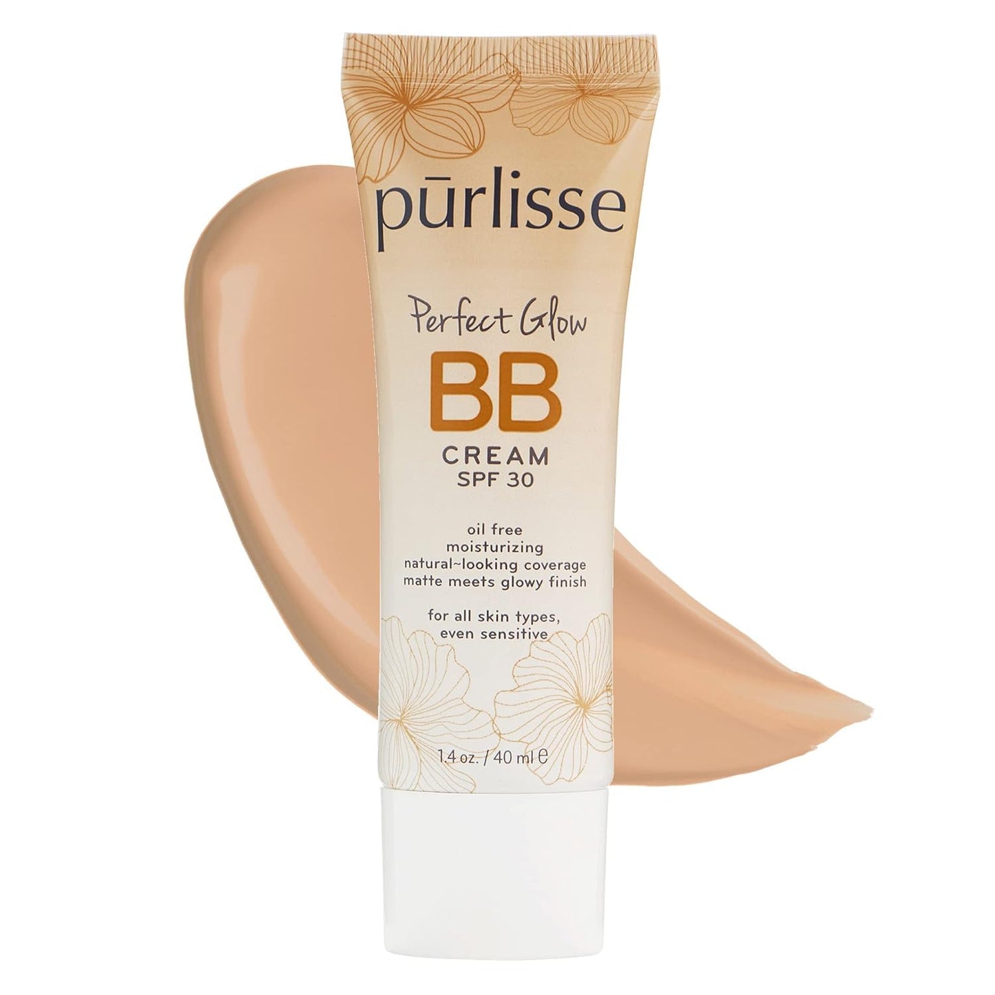 pūrlisse Perfect Glow BB Cream with SPF 30 - Matte Meets Dewy Finish - Enriched with Goji & Hawthorn Berry to Help Improve Skin Texture & Radiance - Medium Warm (1.4 oz)