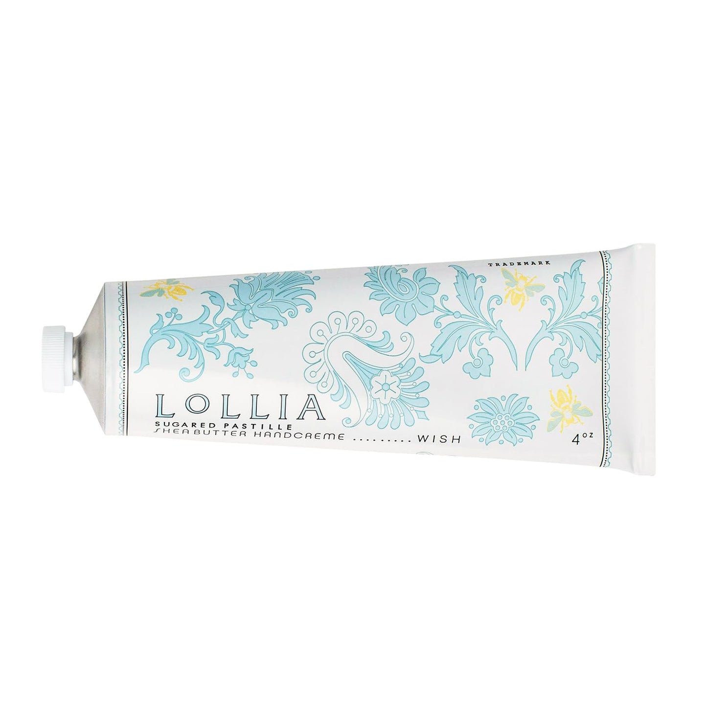 LOLLIA Wish Handcreme, 4 oz, Sugar Cane, Vanilla Bean, & Jasmine Scented Hand Cream for Women, Moisturizing Lotion for Dry Hands, Quick Absorbing Shea Butter & Cocoa Butter, Luxury Purse Essentials