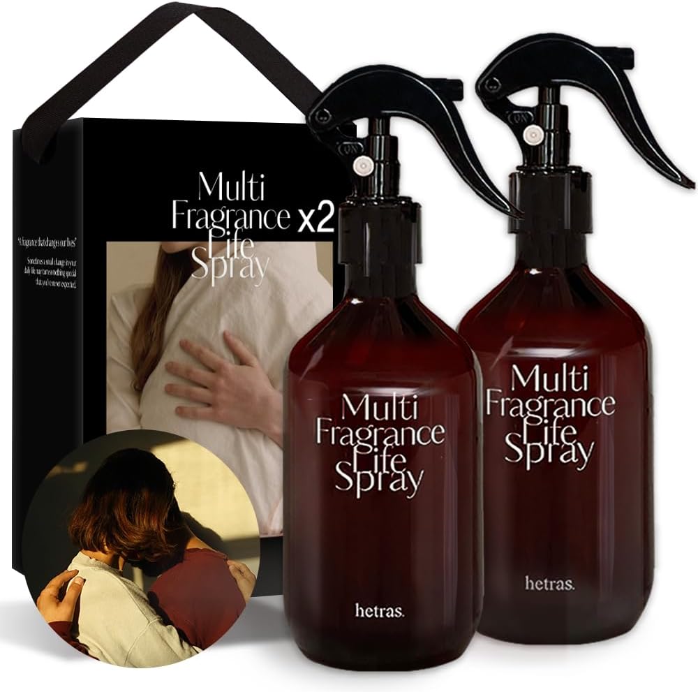 hetras Multi Fragrance Life Spray 10.14 fl oz x 2 Pack | Hug Soap - Cozy & Clean Scent | Non-Aerosol Odor Freshener Room Mist for Room, Closet, Fabric | Infused with Essential Oils