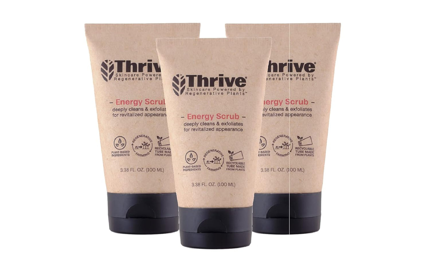 Thrive Natural Care Face Scrub for Men & Women - Exfoliating Face Wash with Anti-Oxidants Improves Skin Texture, Unclogs Pores & Helps Prevent Ingrown Hairs - Pack of 3
