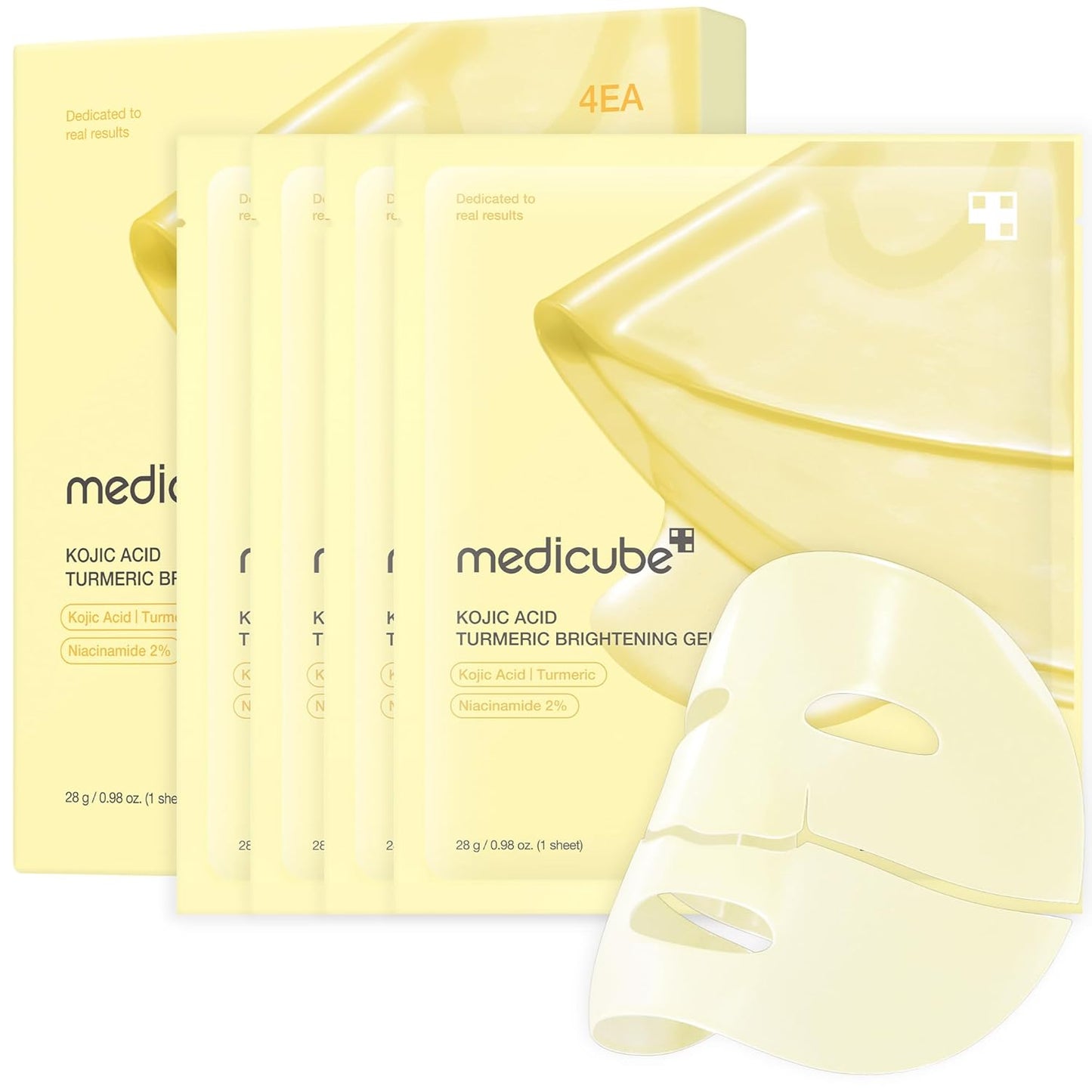 medicube Kojic Acid Turmeric Brightening Gold Jelly Gel Mask | Overnight Face Mask for Glass Glow Skin- Elasticity, Hydrating, Firming and Moisturizing | Korean Skincare, 28g x 4ea