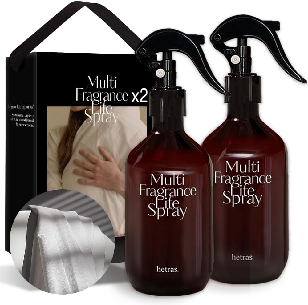 hetras Multi Fragrance Life Spray 10.14 fl oz x 2 Pack | White Shirt - Clean Linen Scent | Non-Aerosol Odor Freshener Room Mist for Room, Closet, Fabric | Infused with Essential Oils