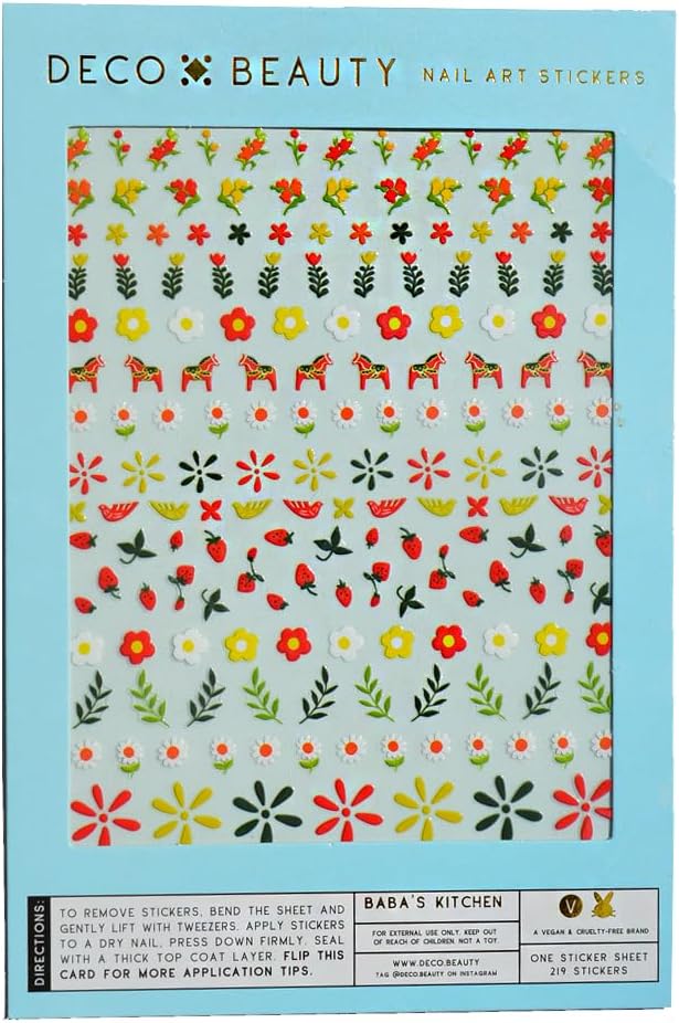 Deco Beauty Baba's Kitchen Nail Stickers - Lightweight & Easy-to-Apply Nail Art with Cute & Trendy Design - Durable & Long-Lasting Nail Stickers for Women, Ideal for DIY Manicures