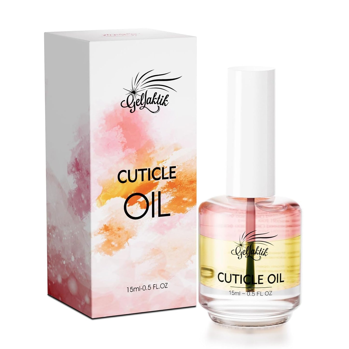 Cuticle Oil, 15ml Cuticle Oil for Nails on Brush with Vitamin E & Rose Oil, Nourishing, Strengthening, Moisturizing, Repairs Dry Cuticles & Damaged Nails, Fast Absorbing Nail Treatment