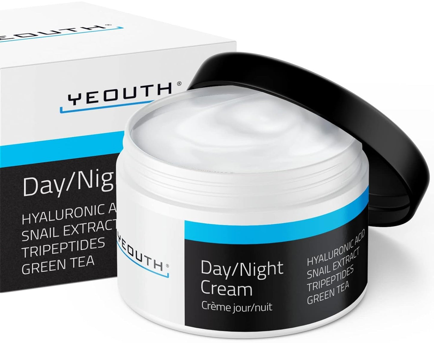 YEOUTH Day Night Face Moisturizer with Hyaluronic Acid, Snail Mucin Cream and Copper Tripeptide, Hydrating Fragrance Free Facial Moisturizer, Face Skin Care Cream for Women and Men 2oz