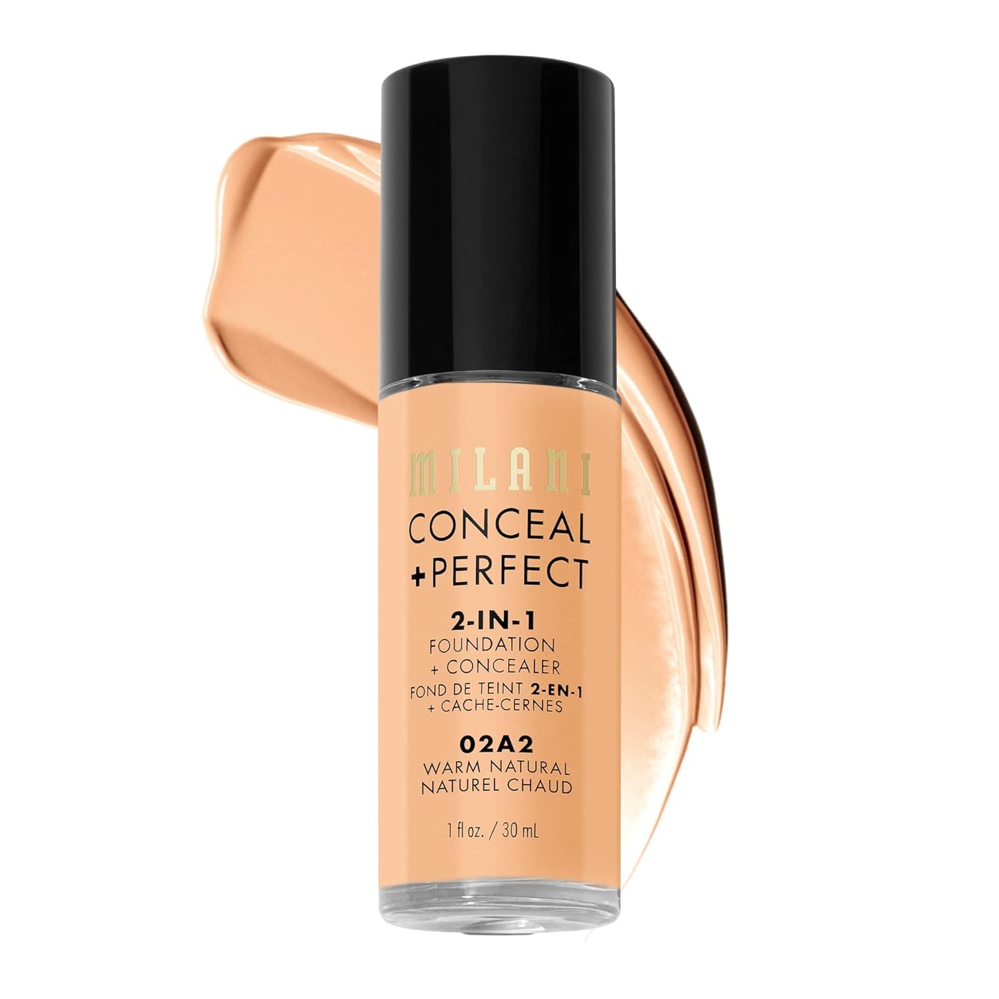 Milani Conceal + Perfect 2-in-1 Foundation + Concealer for a Flawless Complexion, Under Eye Corrector, Cover Redness and Imperfections, Waterproof and Sweatproof - Warm Natural