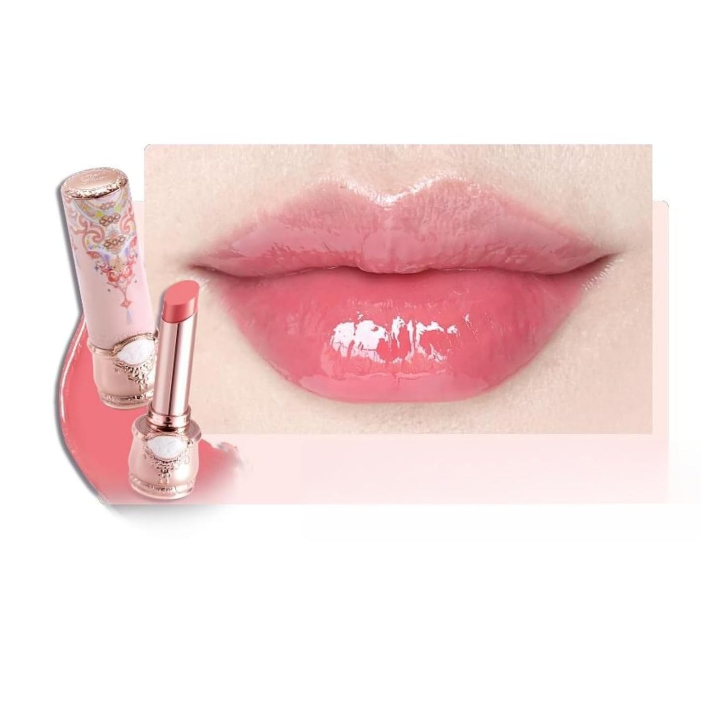 Flower Knows Butterfly Cloud Collar Glossy Lipstick,Hydrating Solid Lip Gloss,Moisturizing Pink Tinted Lip Balm,Long Lasting Lip Gloss in Balm for Girls&Women,Vegan & Cruelty-Free(C05 Peach Blossom)